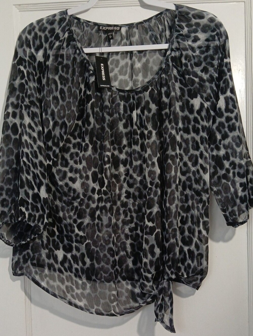 Express XS Sheer Black And Gray Blouse - NWT
